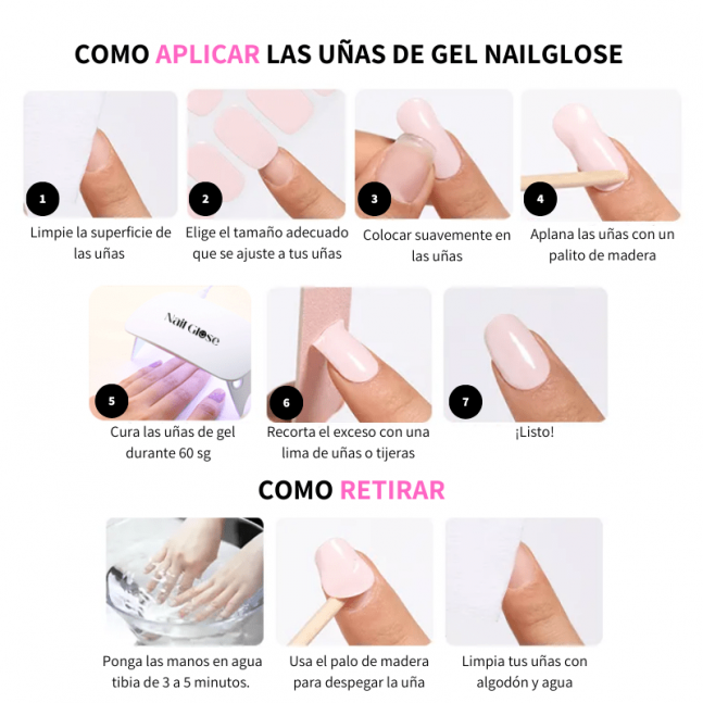 Pasao a paso uñas de gel semicurado