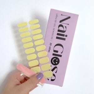 Pegatinas gel uñas semicuradas manicura amarillas