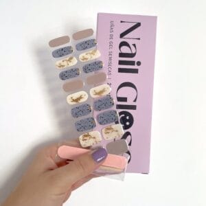 Pegatinas uñas gel semicurado manicura dorado marrón azul