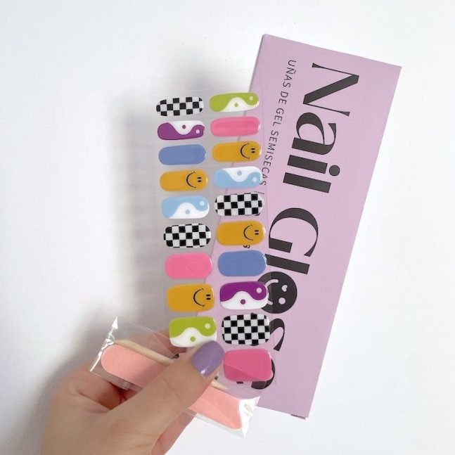 Pegatinas gel uñas semicuradas manicura fantasía multicolor