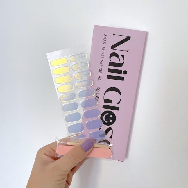 Pegatinas gel uñas semicuradas manicura holograma doradas