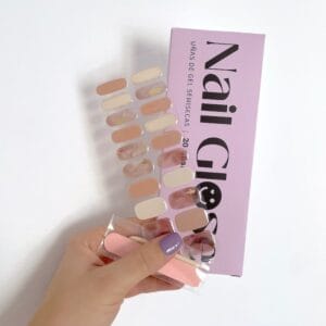 Pegatinas gel uñas semicuradas manicura marrones dorado