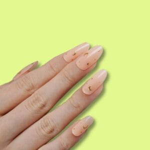 Pegatinas gel uñas semicuradas manicura nude dorado rosa