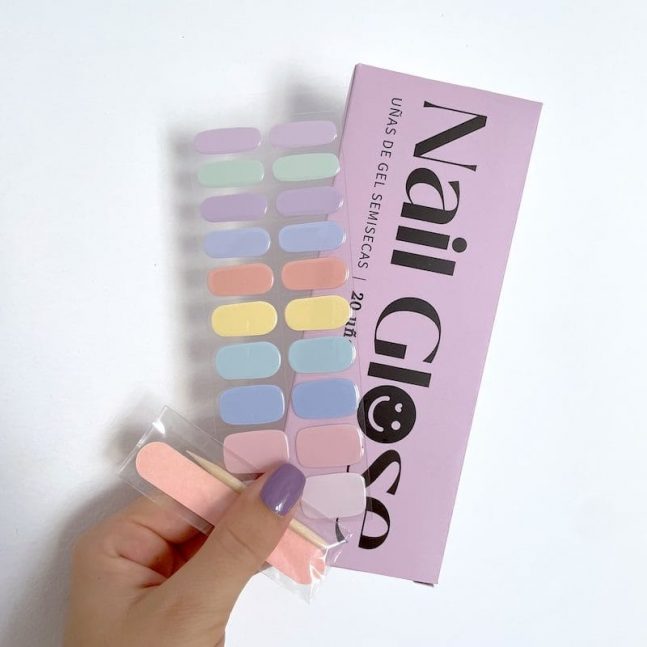 Pegatinas gel uñas semicuradas manicura pastel multicolor