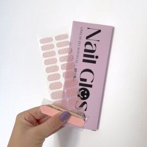 Pegatinas gel uñas semicuradas manicura rosa plata