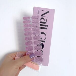 Pegatinas gel uñas manicura semicurado brillo rosa