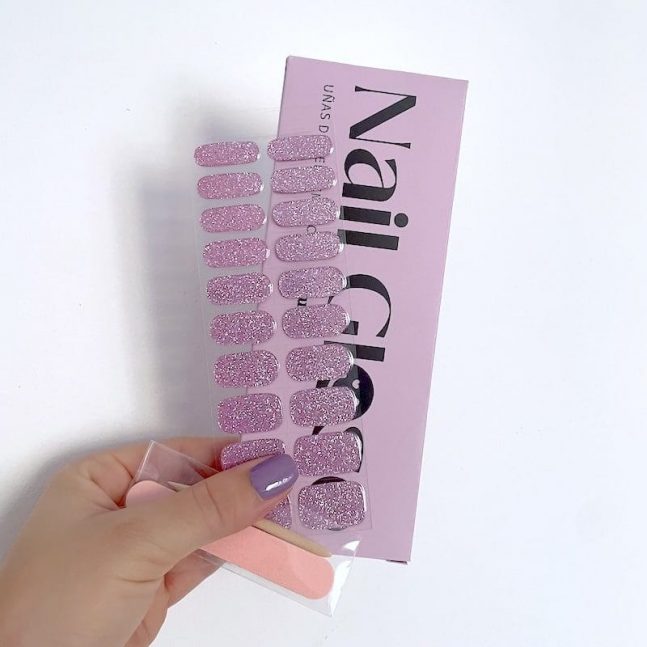 Pegatinas gel uñas manicura semicurado brillo rosa