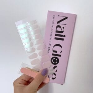 Pegatinas gel uñas semicuradas manicura holograma rosa