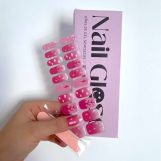 Pegatinas gel uñas semicuradas manicura rosa fantasia