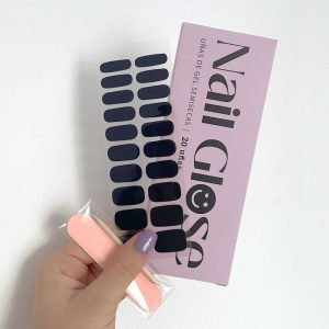 Pegatinas gel uñas semicuradas manicura azul marino