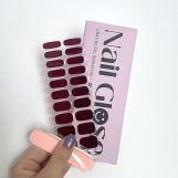 Pegatinas gel uñas semicuradas manicura burdeos NailGlose
