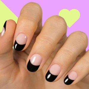 Pegatinas_gel_uñas_francesas_negras Pegatinas gel uñas semicuradas manicura francesas negras NailGlose