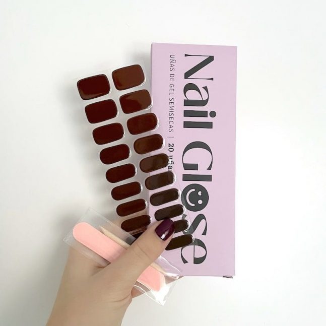 Pegatinas gel uñas semicuradas manicura marrón marrones NailGlose